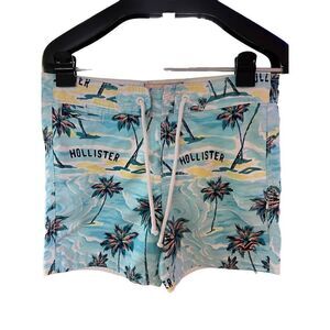 Hollister Mens Swim Trunks SZ S Zip Pocket Drawstring Aqua